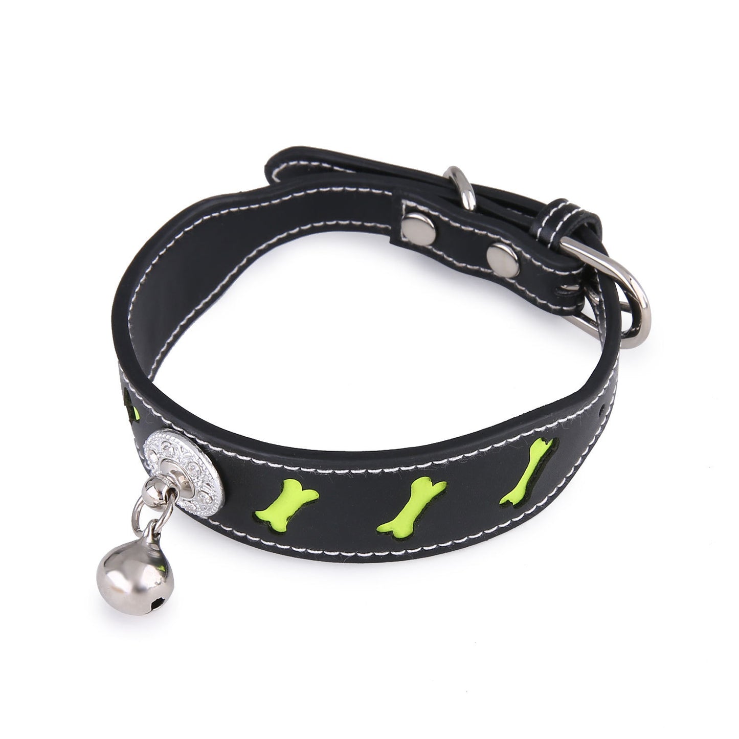 Pet Collar Personality Bone Shape Bell Pet Cat Dog Reflective Collar