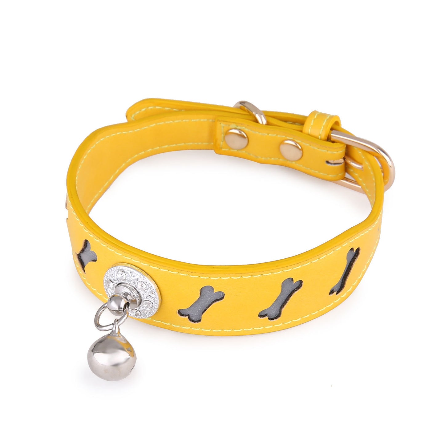 Pet Collar Personality Bone Shape Bell Pet Cat Dog Reflective Collar