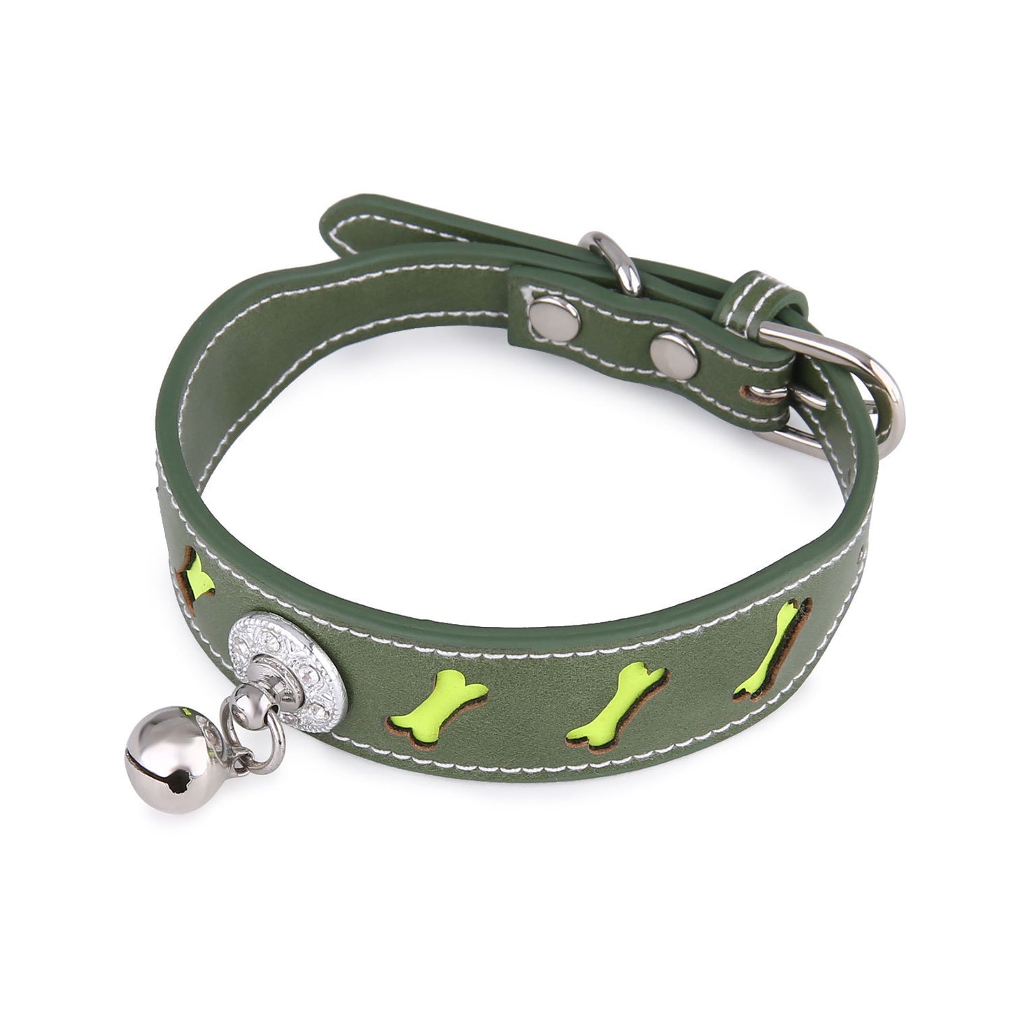 Pet Collar Personality Bone Shape Bell Pet Cat Dog Reflective Collar