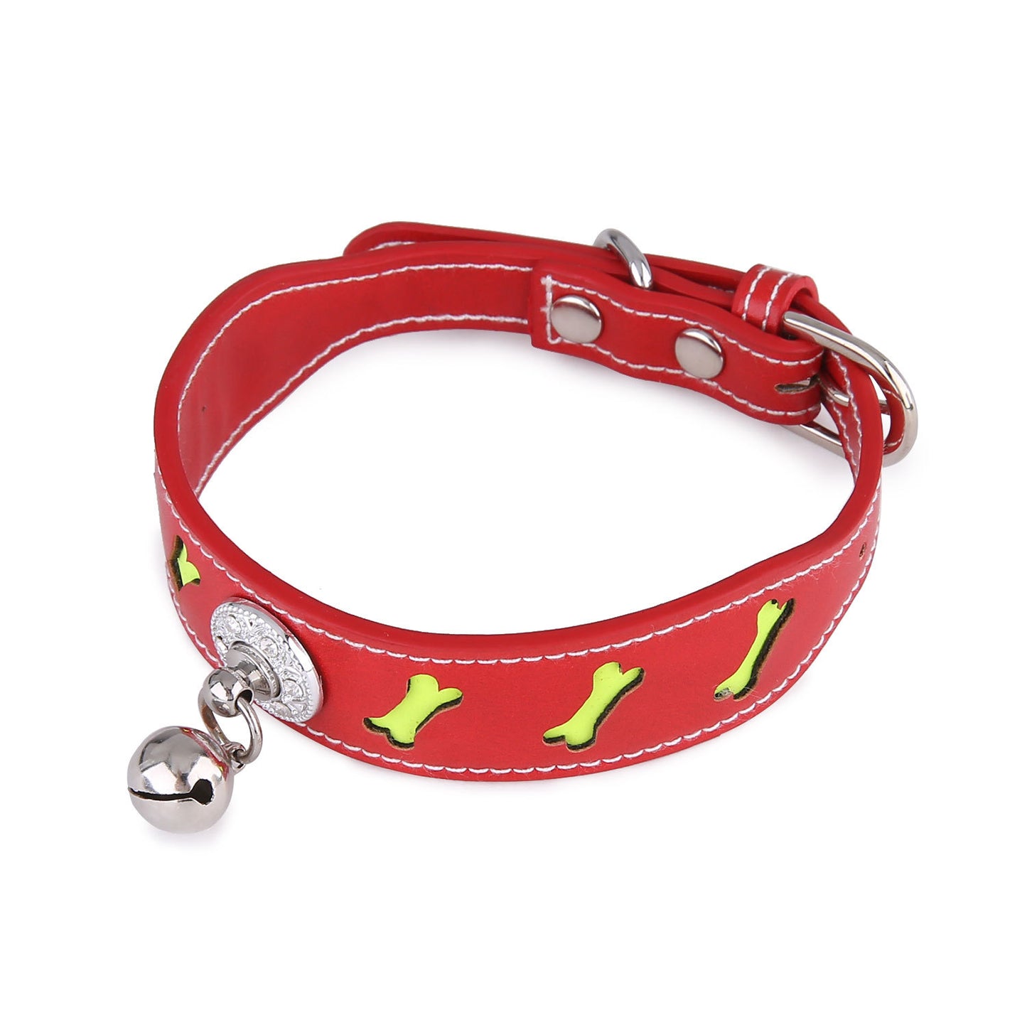 Pet Collar Personality Bone Shape Bell Pet Cat Dog Reflective Collar