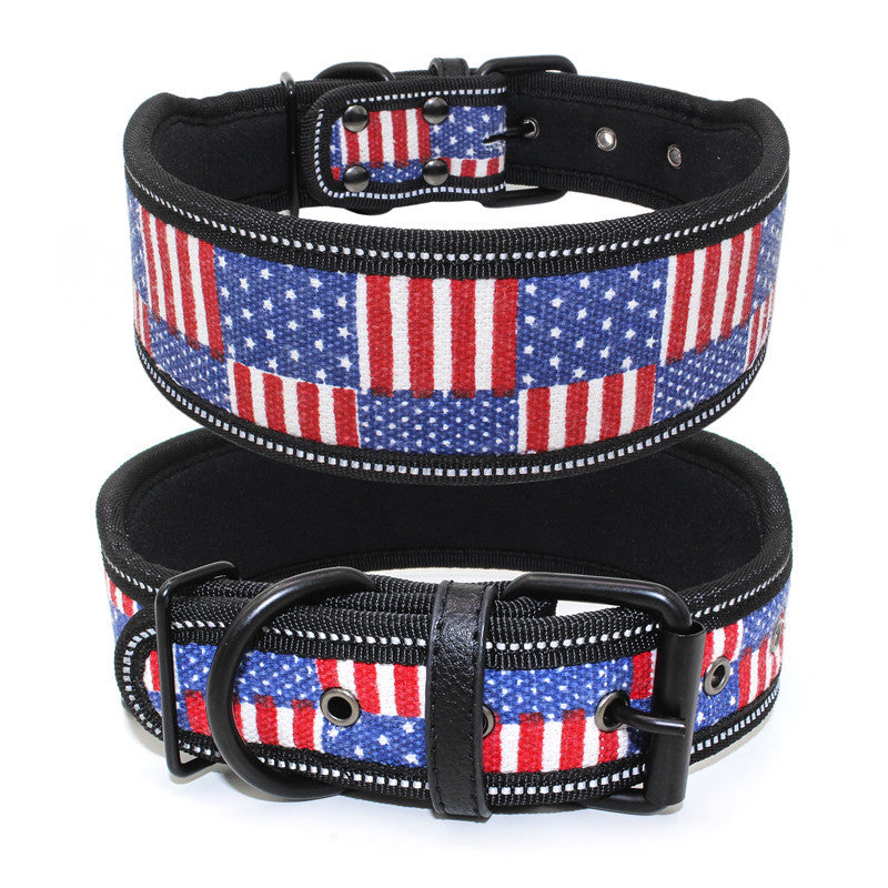 Reflective Pet Collar Medium And Large Dog Collar Printed Light Board Dog Collar