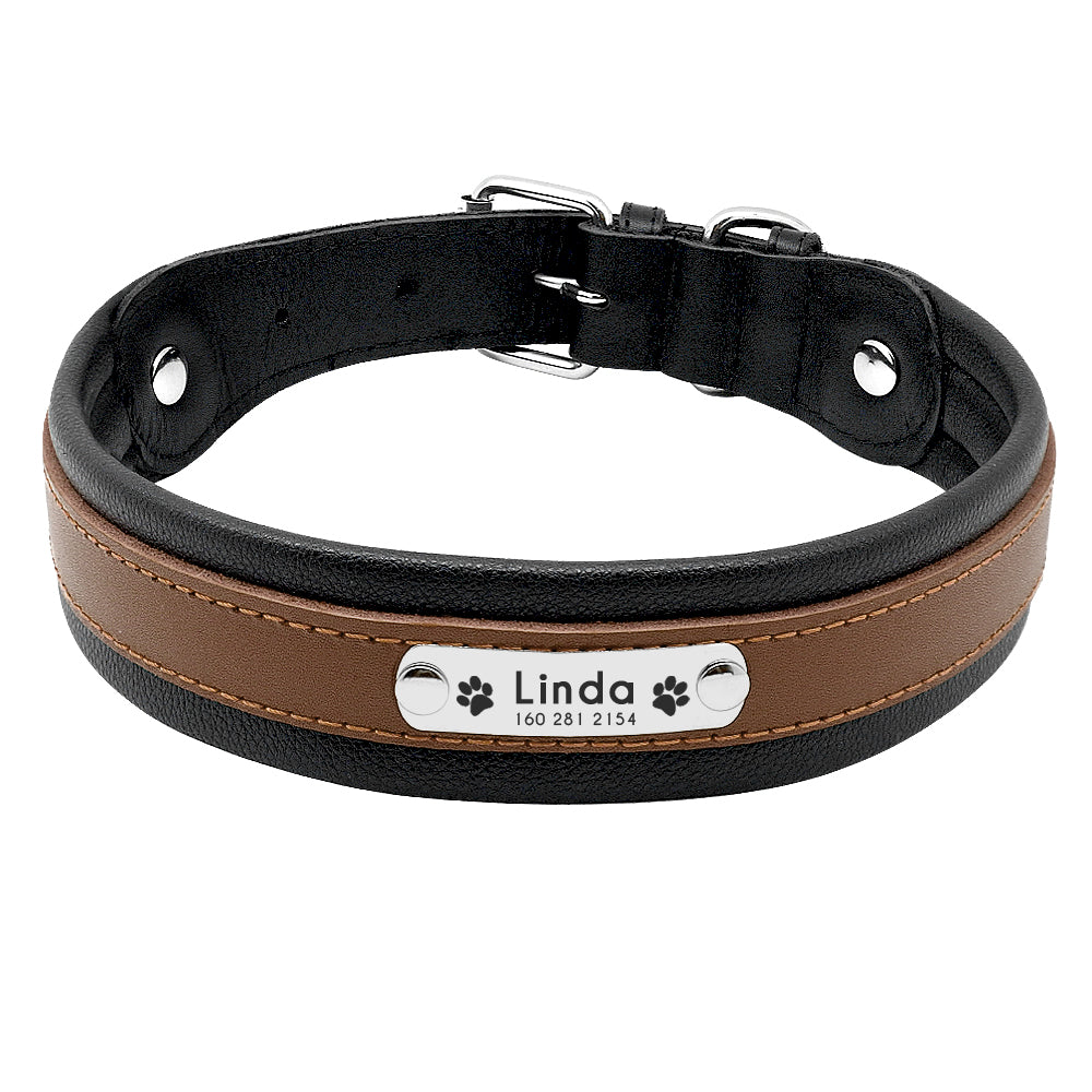 Custom dog custom dog PU collar Teddy cat necklace pet tag cat brand laser lettering identity card customization