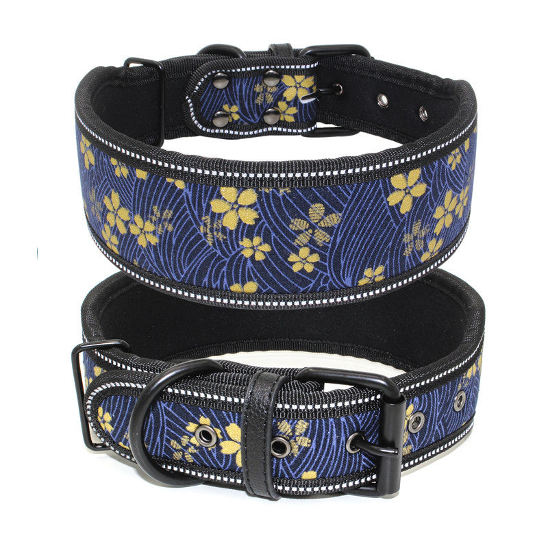 Reflective Pet Collar Medium And Large Dog Collar Printed Light Board Dog Collar