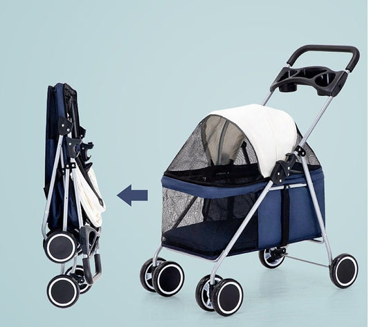 Cat Dog Outdoor Portable Folding Stroller - WaggingTailsMall - Free Shipping - Guaranteed Returns!