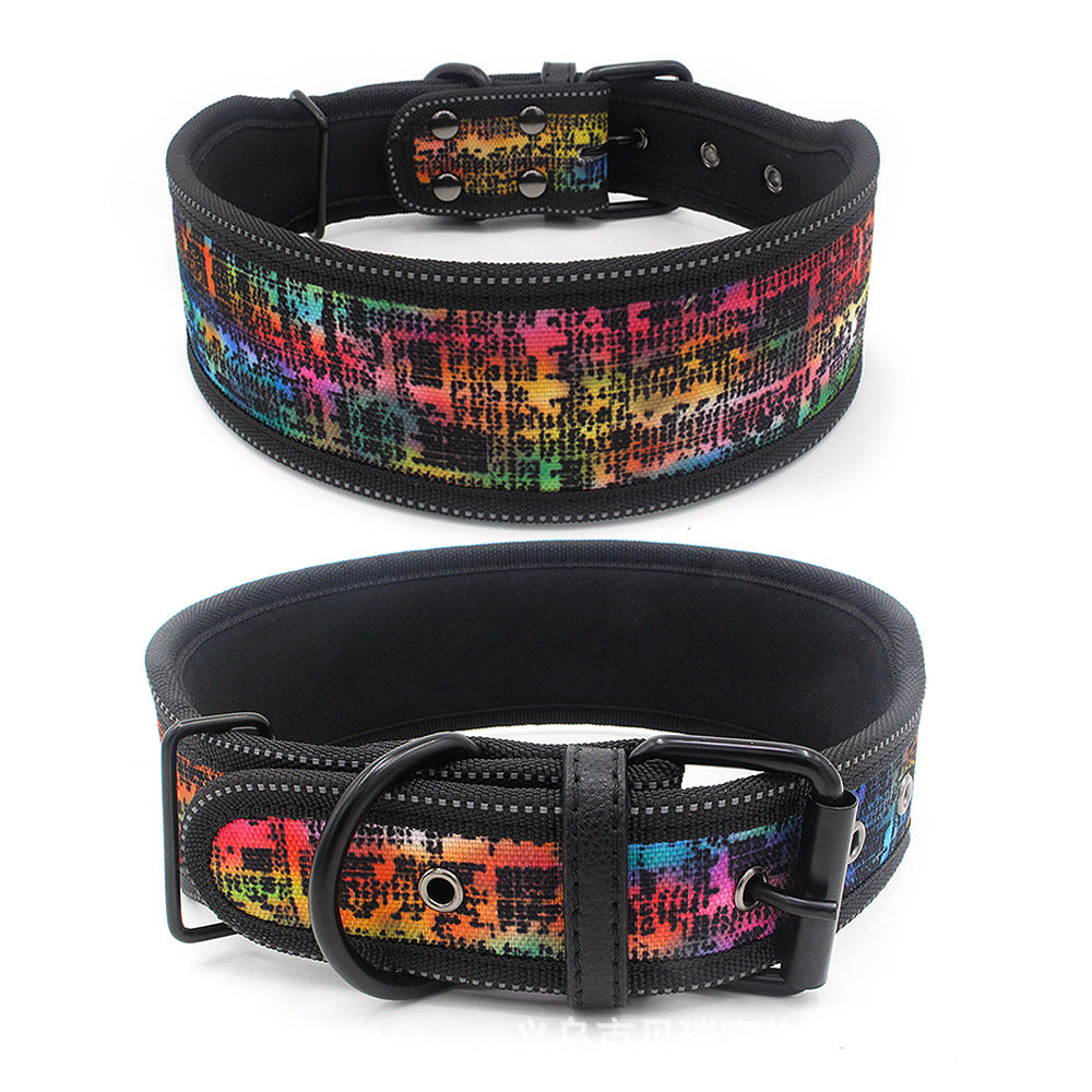 Reflective Pet Collar Medium And Large Dog Collar Printed Light Board Dog Collar