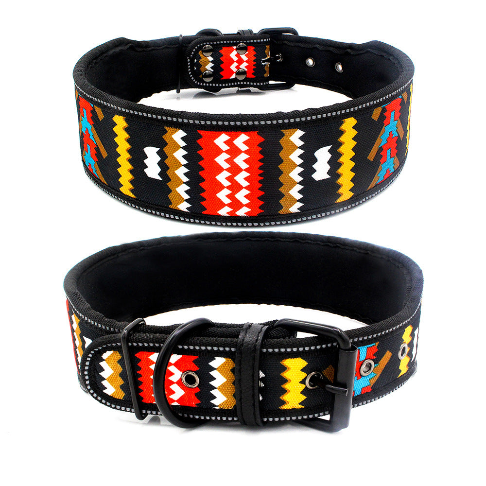 Reflective Pet Collar Medium And Large Dog Collar Printed Light Board Dog Collar