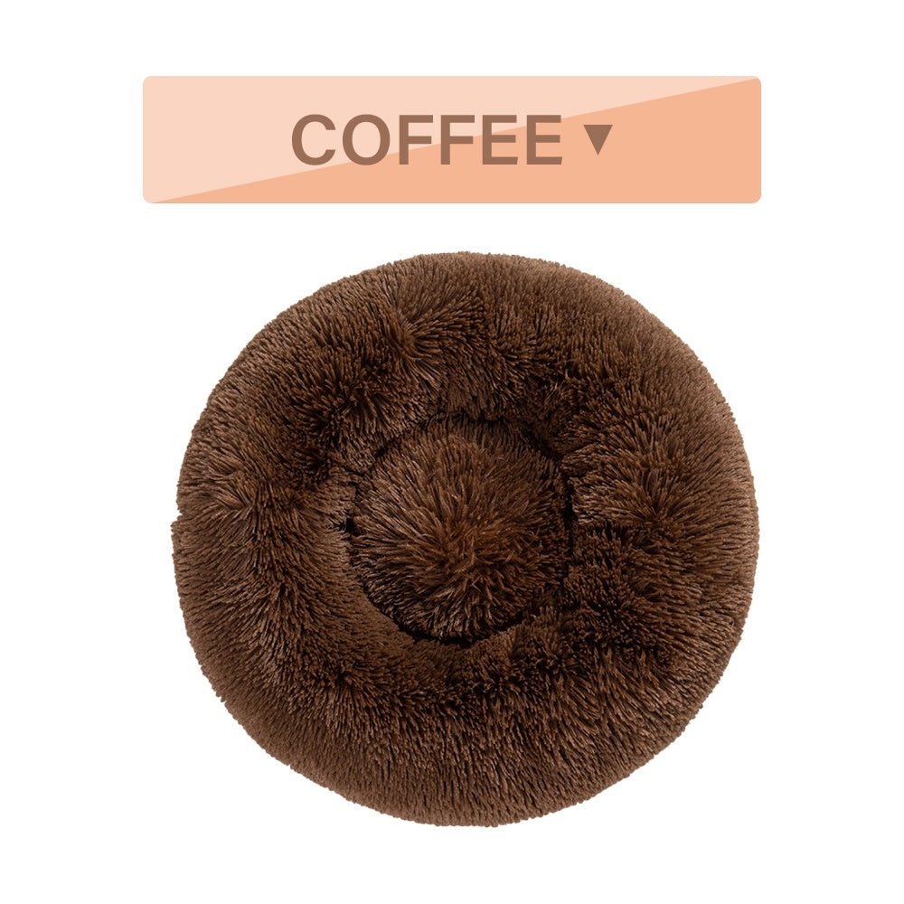 Fluffy Donut Dog Bed Warm Soft Long Plush Pet Cushion Dog House Cat Bed Washable Pet Sofa Mat Calming Samll Large Dog Beds - WaggingTailsMall - Free Shipping - Guaranteed Returns!
