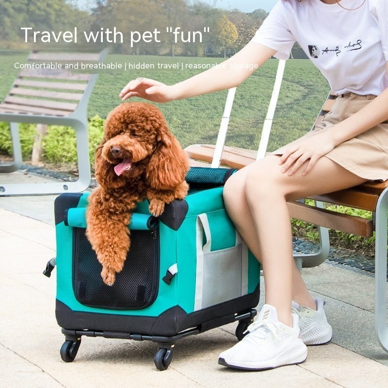 Portable | Anxious Pets | Covered Pet Trolley | Car Travel Bag | Green Color - WaggingTailsMall - Free Shipping - Guaranteed Returns!