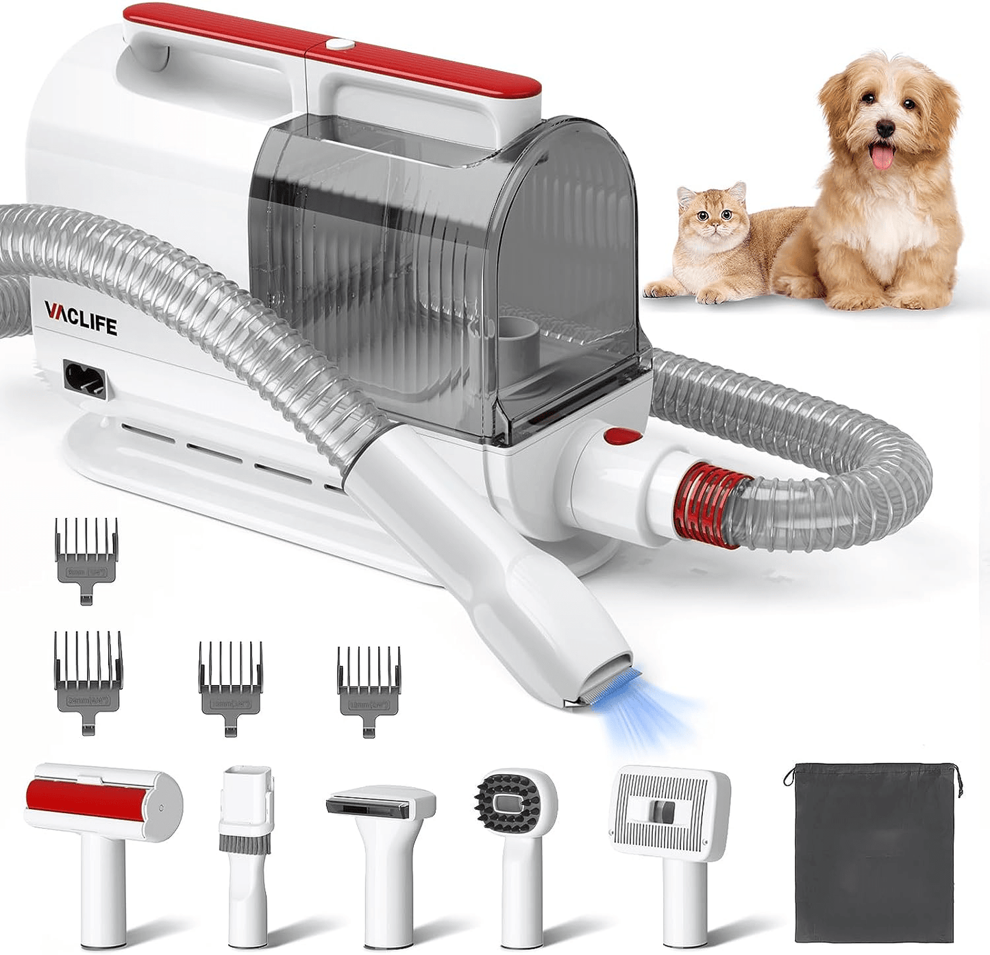 VacLife Pet Hair Vacuum 3 - in - 1 Pet Grooming Kit - WaggingTailsMall - Free Shipping - Guaranteed Returns!