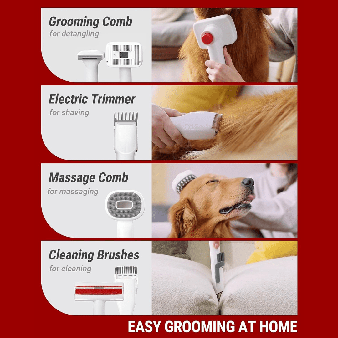 VacLife Pet Hair Vacuum 3 - in - 1 Pet Grooming Kit - WaggingTailsMall - Free Shipping - Guaranteed Returns!