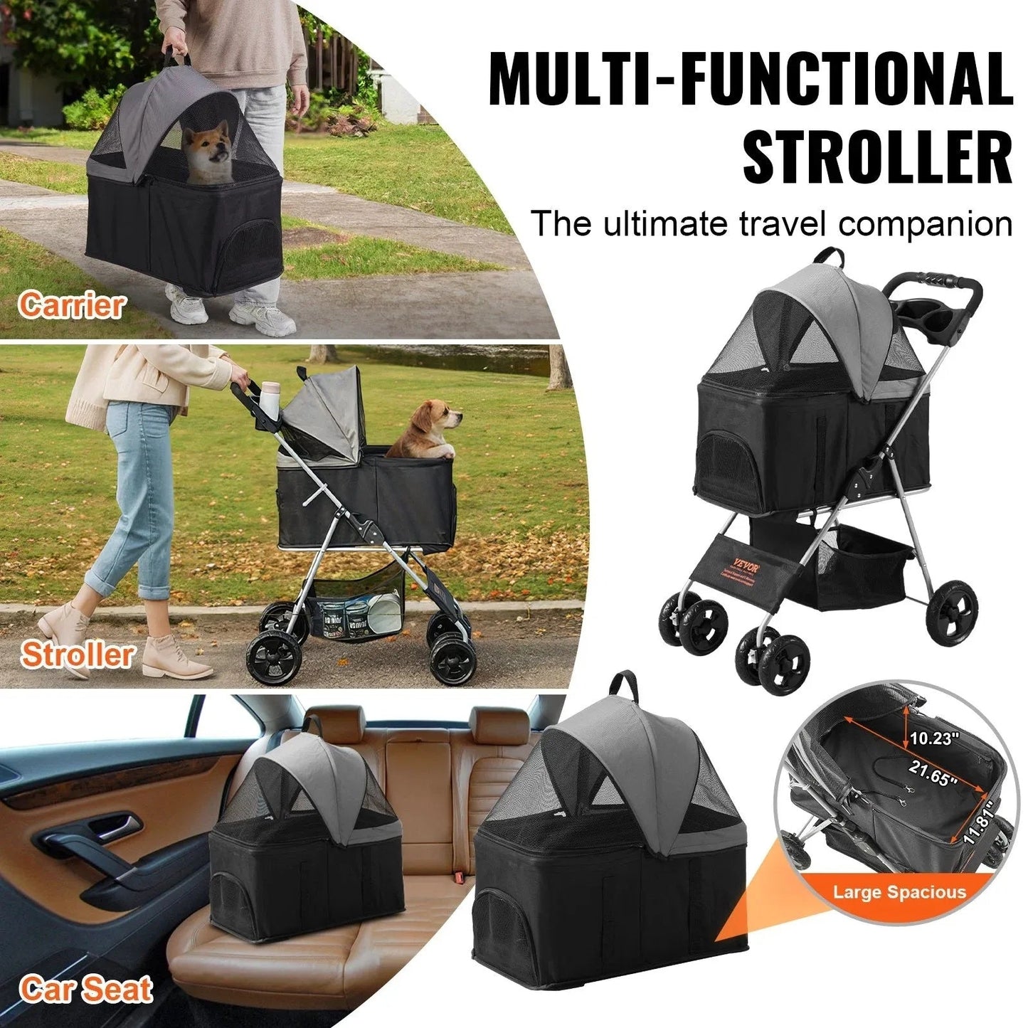 VEVOR Pet Stroller - WaggingTailsMall - Free Shipping - Guaranteed Returns!