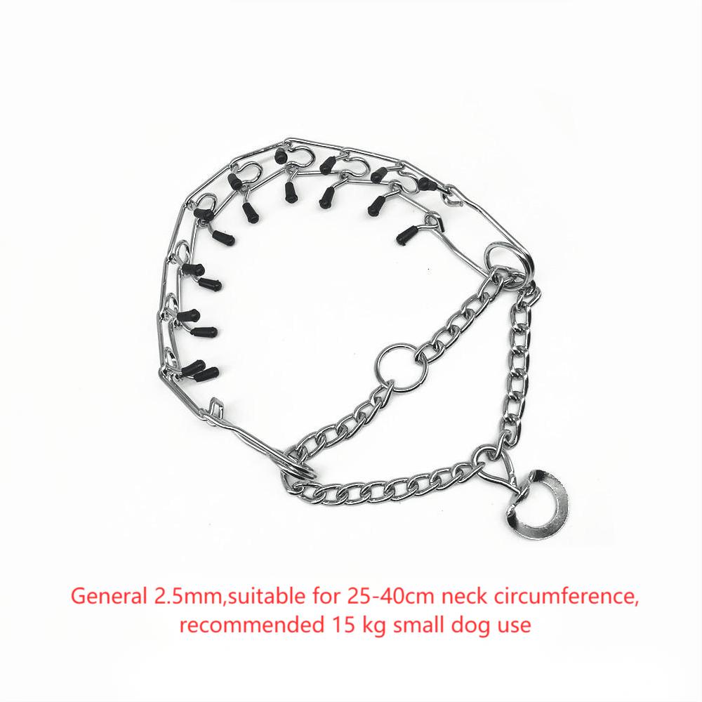 Chrome Plated  Pinch Dog Collar Proong Dogs Training Choke Chain Dog Training Necklace Rubber Tips Guardian