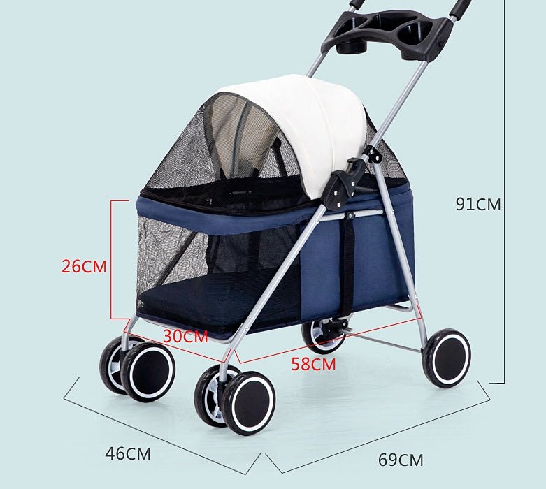 Cat Dog Outdoor Portable Folding Stroller - WaggingTailsMall - Free Shipping - Guaranteed Returns!