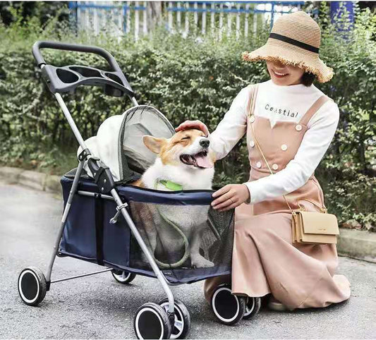 Cat Outdoor Portable Folding Pet Stroller Car Dog Cat Pika Small Lightweight Carriage - WaggingTailsMall - Free Shipping - Guaranteed Returns!