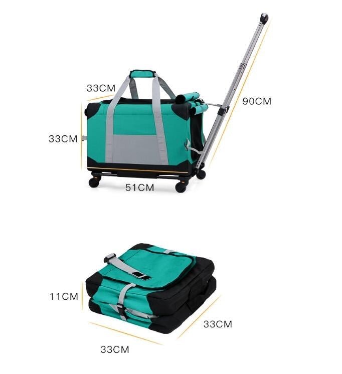 Portable | Anxious Pets | Covered Pet Trolley | Car Travel Bag | Green Color - WaggingTailsMall - Free Shipping - Guaranteed Returns!