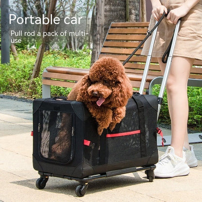 Portable | Breathable Pet Trolley | Car Travel Bag | Black Color - WaggingTailsMall - Free Shipping - Guaranteed Returns!