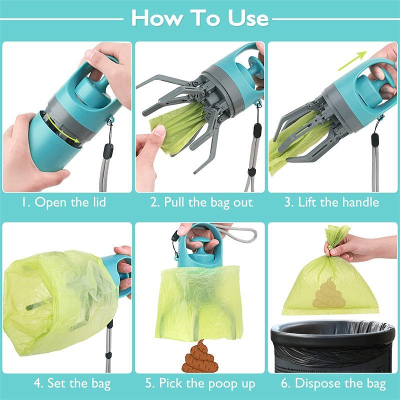 Portable Lightweight Dog Pooper Scooper With Built - in Poop Bag Dispenser - WaggingTailsMall - Free Shipping - Guaranteed Returns!